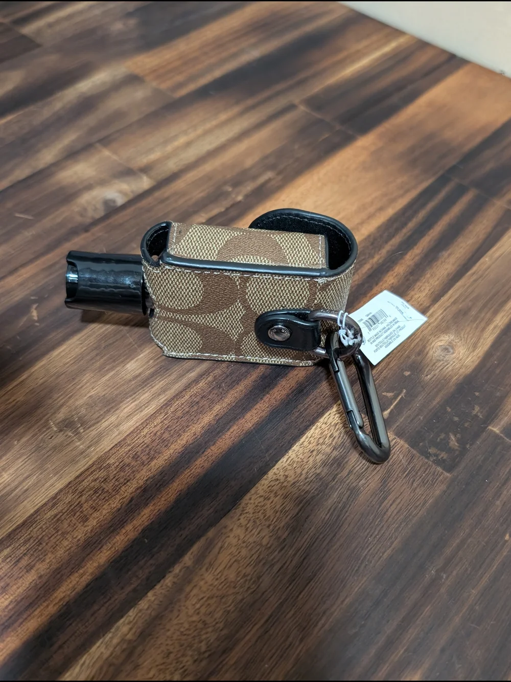 NWT Coach Brown Signature Canvas Hand Sanitizer Holder with Clip